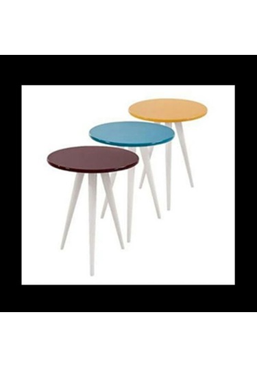 Zigon 3 Ayak Parlak 3 Renk Model Sehpa Kayın Torna Retro Ayak Mdf