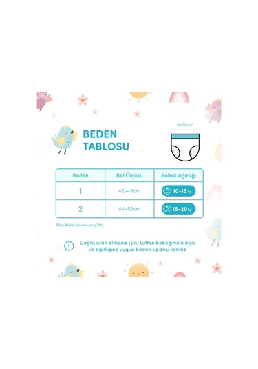 Sevi Bebe Lüks Bebek Alıştırma Külodu Kuş Desenli 1 No 10-15 Kg