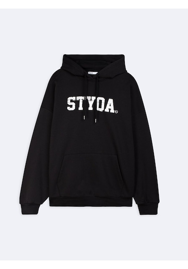 LTB Uzun Kollu Kapüşonlu Slogan Baskılı Siyah Sweatshırt Çok Renkli LTB Uzun Kollu Kapüşonlu Slogan Baskılı Siyah Sweatshırt Çok Renkli