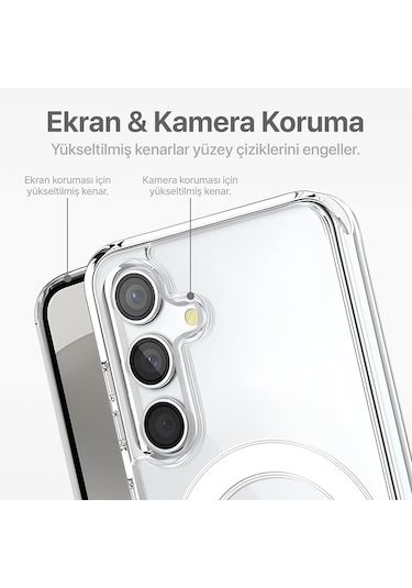 Samsung Galaxy Uyumlu S24 Kılıf Magsafe Özellikli Şeffaf Silikon Kapak