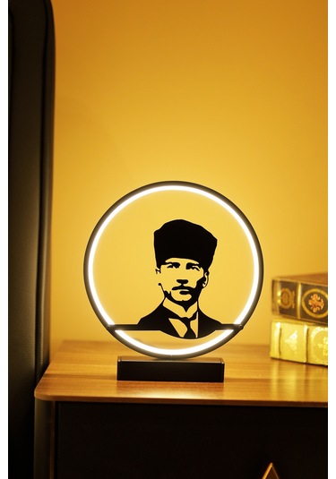 Atatürk Silüetli Metal Led Masa Lambası Dekoratif Işıklı Gece Lambası Modern Tasarım Ataturk