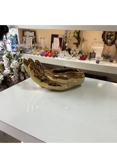 Dekoratif Biblo El Seramik Gold Renk