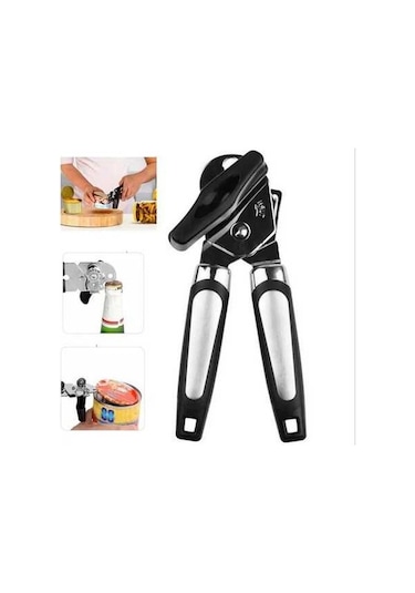 Fastbuy Paslanmaz Çelik Kutu Açacağı Dayanıklı Konserve Açacak Kolu Siyah Ev Mutfak Aleti Siyah