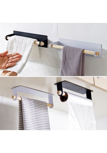 Qingmipy Duvar Takılı Demir Çamaşır Asma Çubuğu, Mutfak Banyo Çok Amaçlı, Deliksiz Montaj, Pas Örtülü, Beyaz Diğer