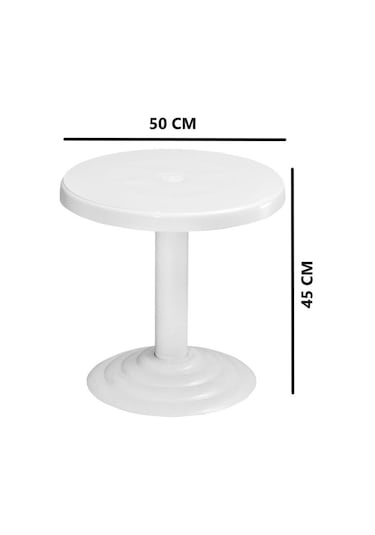 Omnipazar Mt-gf401 Beyaz Spark Bahçe Balkon Kısa Sehpa Ø50 Cm