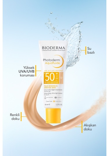 Bioderma Photoderm Aquafluid Light SPF50+ Tüm Ciltler için Yüksek Koruma Sağlayan Renkli Güneş Kremi 40 ML