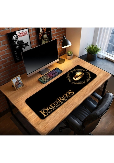 Lotr Yüzüklerin Efendisi Oyun Gaming Klavye Mouse Pad Kaymaz Taban Kenarları Dikişli Su Geçirmez Masa Matı 70x30 Cm