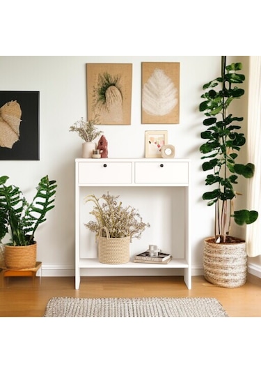 Robin Home Queen Dresuar Hol Antre 80 Cm 2 Kapaklı Beyaz Beyaz