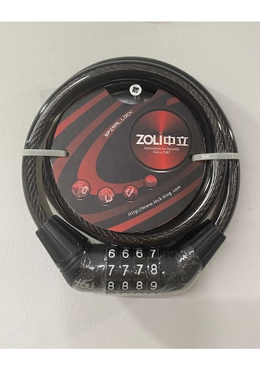 Trendbisiklet Bisiklet Kilidi Şifreli 12x1000 Mm Spiral Bisiklet Kilidi Siyah