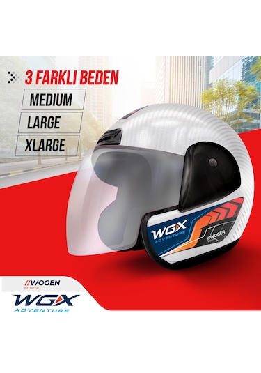 Wogen Karbon Yarım Kask Beyaz