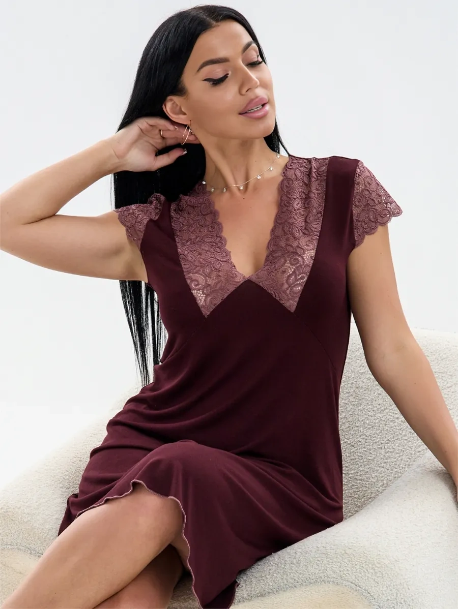 Bol'sie Razmery Sarliz Plus Dantel Detaylı Uzun Viskon Büyük Beden Gece Elbisesi 329640552 Çikolata