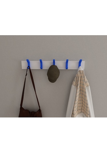 Hepsi3boyutlu Modern Duvar & Kapı Kanca Askılık - 5 Adet Mavi Kanca Askılık - Model No : 2 Mavi