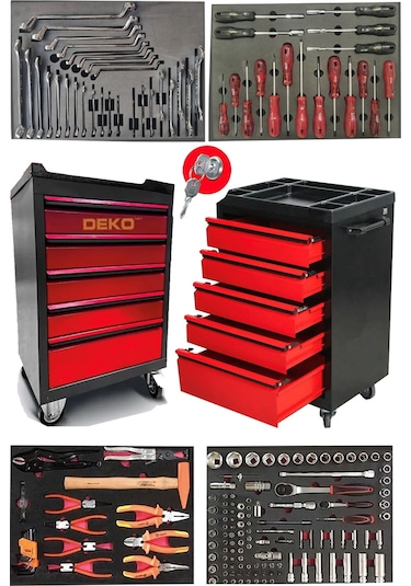 Deko Turkey Dkt185xl İçi Dolu 185 Parça 5 Çekmece Alet Dolabı