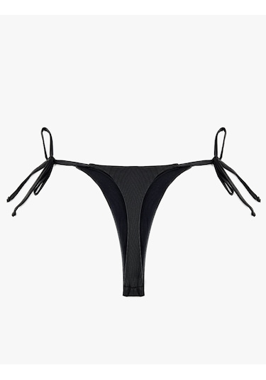 Koton Yanları Bağlamalı Parlak İpli String Mikro Bikini Altı Siyah 6sak00197mm