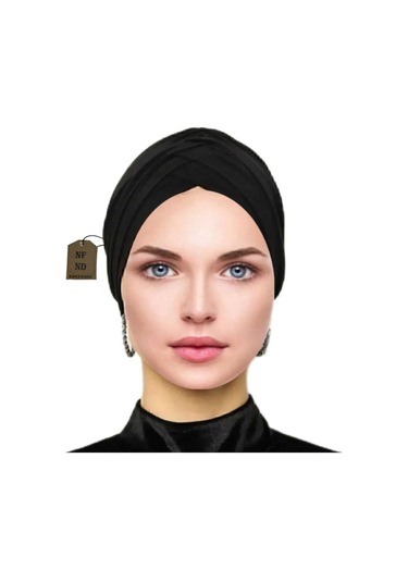 Üç Bantlı Bone Dış Bone Hijab Tesettür Siyah Hazır Sandy Kumaş Çok Renkli