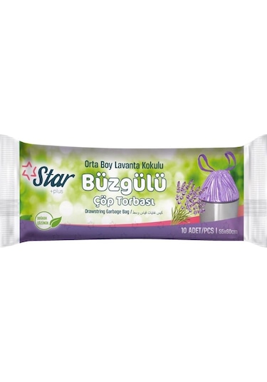 Star Plus Büzgülü Lavanta Kokulu Orta Boy Çöp Torbası Mor 55 x 60 CM