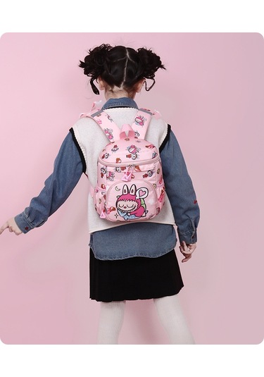 Sevimli Karikatür Büyük Kapasiteli Sırt Çantası - Gri Gri