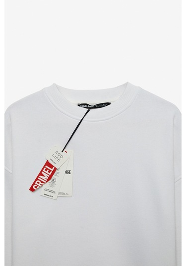 Ethıquet MIMI Kadın Yuvarlak Yaka Regular Beyaz Sweatshirt