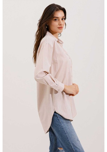 Gabria Tek Cep Arkası Uzun Gömlek bej