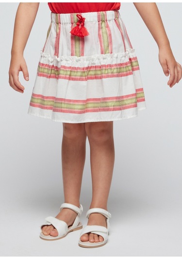 Kız Çocuk Çizgili Etek-kırmızı Kırmızı