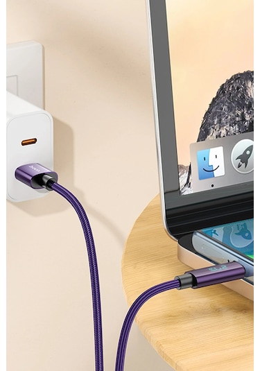 Hoco. U125 1.2m Benefit Usb To Type-c Şarj Data Kablosu - Mor