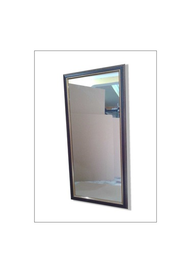 110X55Cm Ahşap Çerçeveli Yaldızlı Kahverengi Cam Boy Aynası Ahşap