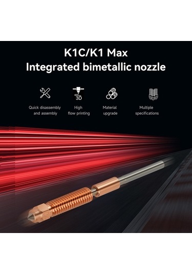 Createtech K1c/k1 Max Uyumlu 0.8mm Yüksek Akışlı Bakır Kaplama Nozul - İnovatif Tasarım