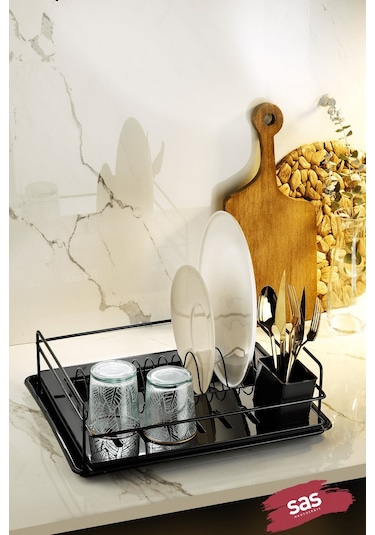 Tek Katlı Siyah Bulaşıklık Dayanıklı Paslanmaz Bulaşık Sepeti, Tepsili, Tabak Ve Kaşık Kurutmalık - Tbk-01 Siyah