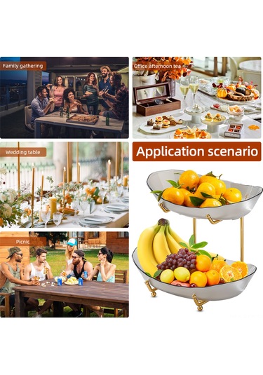 Xindoker Gri Akrilik Ve Demir 2 Katlı Mutfak Sepeti - Mevsim Meyveleri, Atıştırmalıklar Ve Tatlılar İçin Konforlu Sergi Rafı Gri