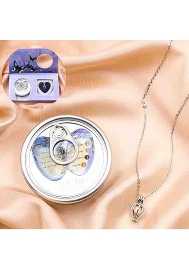 Kişiye Özel Istiridye Inci Kolye Ve Kalp Kristal Cam Kar Küresi Ikili Set