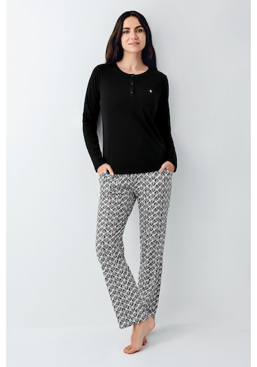 Pierre Cardin Kadın Siyah Pijama Takımı Pc9069-s-v1 Siyah