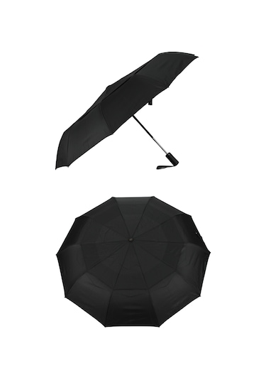 Marlux Ekstra Güçlendirilmiş Tam Otomatik Rüzgar Şemsiyesi 10 Fiber Tel Siyah Mpr2011m Siyah