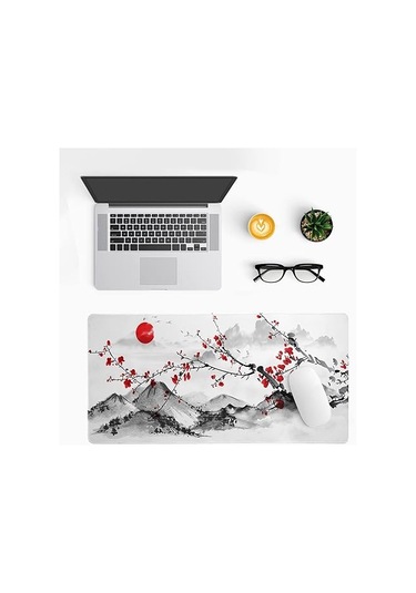 Japon Kiraz Çiçeği Oyun Faresi Altlığı 70x30cm Pembe Tüm Masa Japon