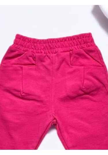 Çikoby Kız Bebek Beli Lastikli Cep Detaylı Eşofman Alt-14854 Pembe