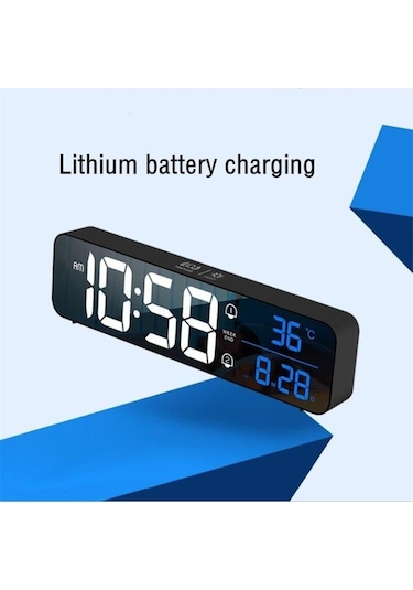 Valkyrie Led Aynalı Dereceli 2400Mah Dijital Duvar Masa Saati