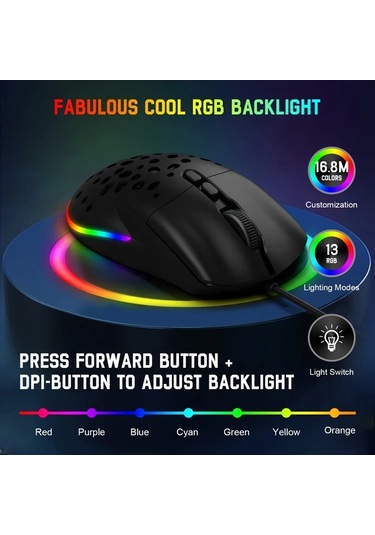 Techbloom Zıyoulang White Kablolu Oyun Faresi Modüler 2 Degisebilir Kapak Ayarlanabilir Agirlik 7 Programlanabilir Tus Rgb Aydinlatma -