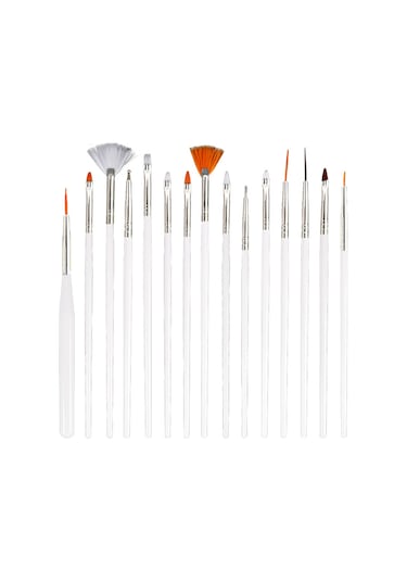 Yifomall 15'li Profesyonel Tırnak Fırçası Seti - Manikür Ve Nail Art İçin Çok Amaçlı Fırçalar, Beyaz Saplı