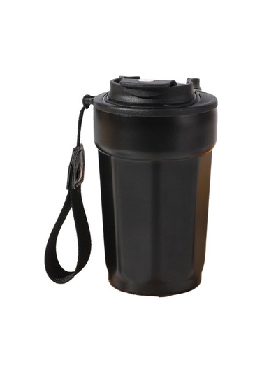 Sekizgen Kahve Termos Kupa Paslanmaz Çelik Araba Yalıtımlı Su Bardağı Açık Halat Fincan 853mzt Siyah