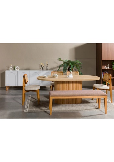 Lota Yemek Odası Takımı Yemek Masası + 4 Adet Sandalye Kahverengi