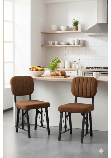 Elfin 70x110cm Sabit Efes Yemek Masası, Yemek Masası Takımı, Mutfak Masası, 4 Kahverengi Sandalye Kahverengi