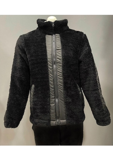 Erkek Siyah Rüzgar Geçirmez Welsoft Çift Cepli Kışlık Mont Siyah