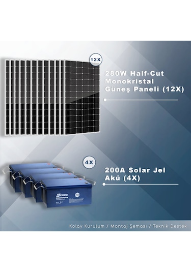 Trifaze Off Grid Paket Sistem 12 Kw/ Gün