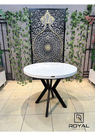 Royal 4 Kişilik Masa Sandalye Takımı Beyaz Teddy Gri