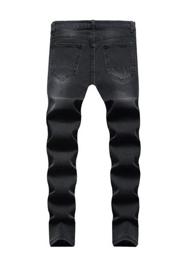 Delikler Slim Fit Yumuşak Nefes Alabilir Düğme Fermuar Kapatma Orta Bel Renk Eşleştirme Hip Hop Streetweed Siyah