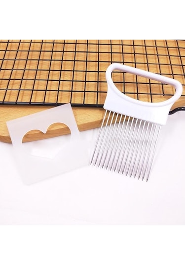 1 Adet Paslanmaz Çelik Meyve Gadget Kullanışlı Paslanmaz Çelik Soğan Tutucu Patates Güvenlik Pişirme Araçları Dilimleme Kesme Yardımı Beyaz