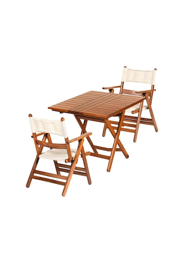 Marmaris Minderli Ahşap Bahçe Balkon Seti: 70X70 Masa +2 Sandalye (540175167)