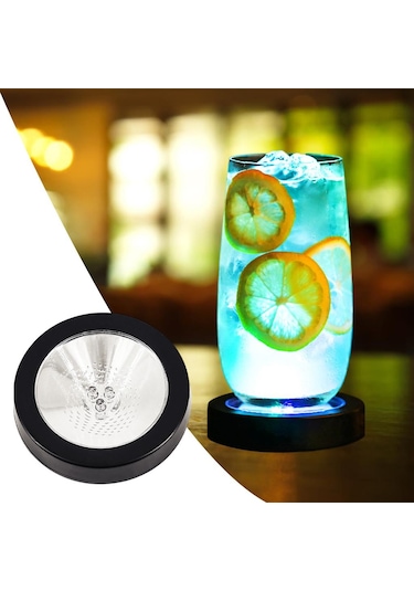 Suntek Işıklı Coaster Kokteyl Şişe Tabanı İçecekler Ev Usb Siyah