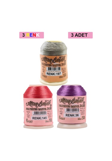 3 Adet Altınbaşak Oya Ve Dantel İpi 20 Gr - Royaleks - No: 145 -