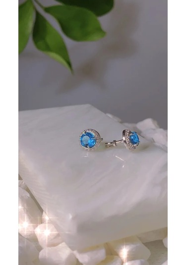 Alekseev Jewellery 925 Aylık Gümüş Topaz Taşlı Pırlanta Küpeler 250099433 Diğer