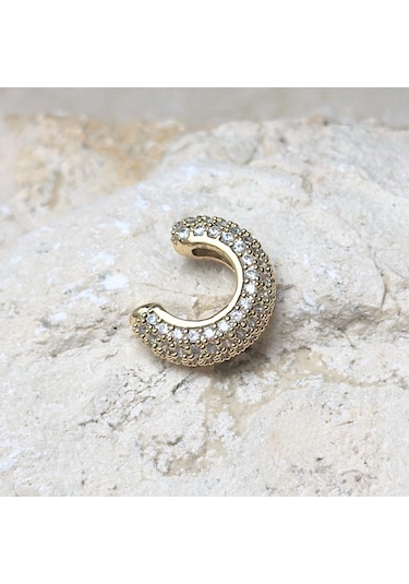 Vıp Zirkon Gold Earcuff Gold